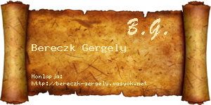 Bereczk Gergely névjegykártya